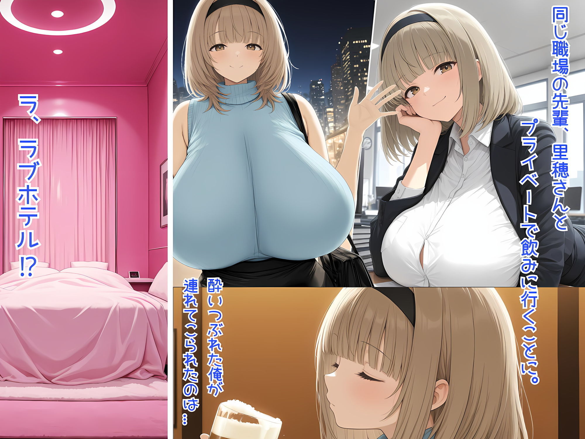 童貞の俺が爆乳先輩にお持ち帰りされる漫画。 サンプル1ページ目