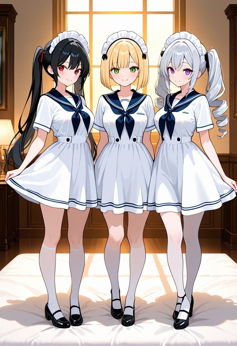 に○さんじ3人娘とご奉仕トリプル 〜お嬢様メイド・真面目委員長・高貴なお姫様と夢の一夜〜 サンプル4ページ目