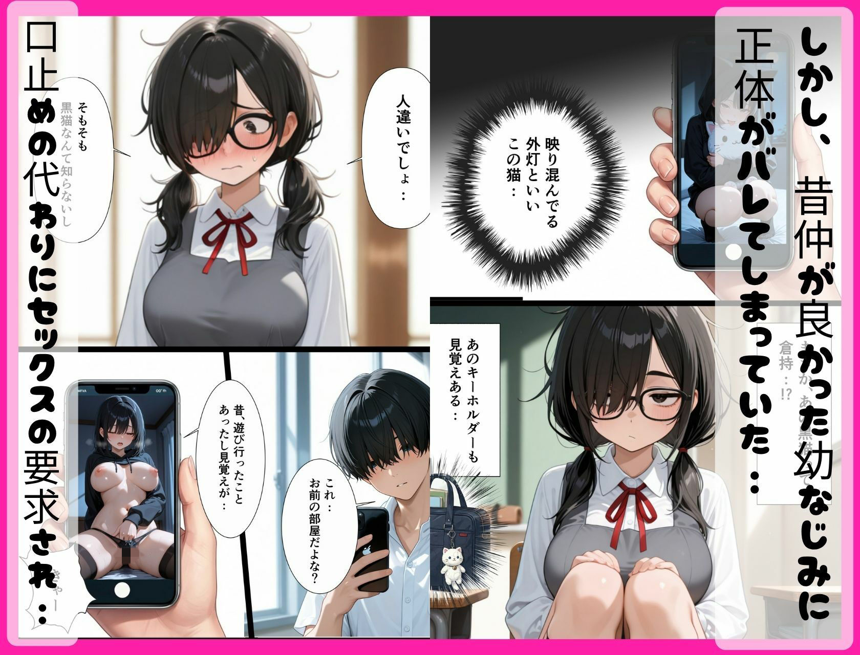 裏垢女子の正体は…幼なじみの陰キャ女子。身バレしてセックスを強要され、初めてのセックスが、オナニー超えて気持ちよすぎた話。 サンプル3ページ目
