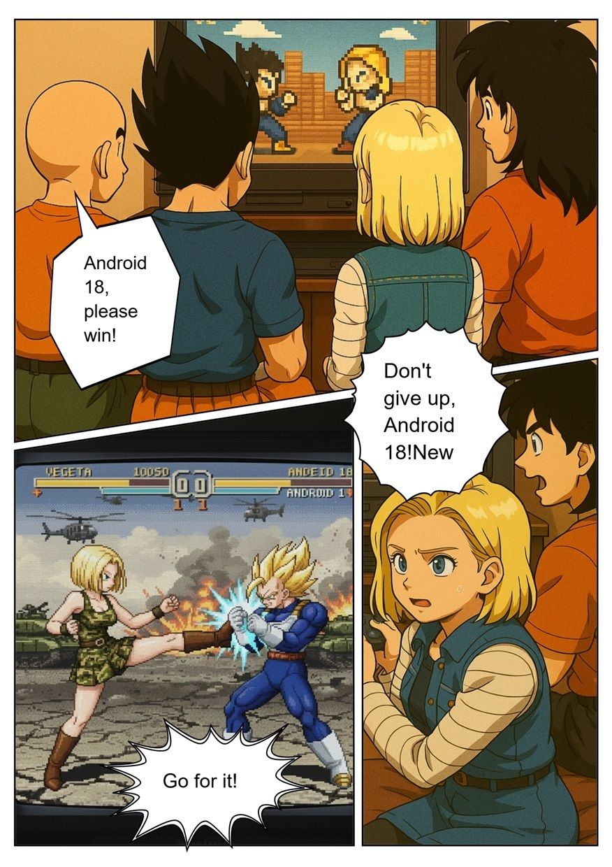 ［English］Android 18 is seduced by a Saiyan during a brief time alone with him while drinking. While Krillin is asleep， she continues to have sex with the Saiyan until morning... サンプル2ページ目