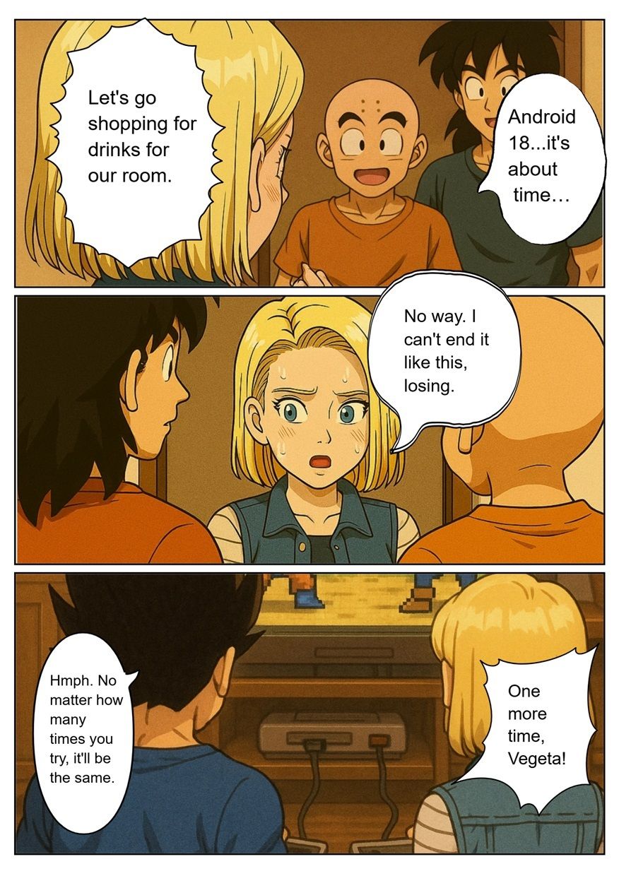 ［English］Android 18 is seduced by a Saiyan during a brief time alone with him while drinking. While Krillin is asleep， she continues to have sex with the Saiyan until morning... サンプル4ページ目