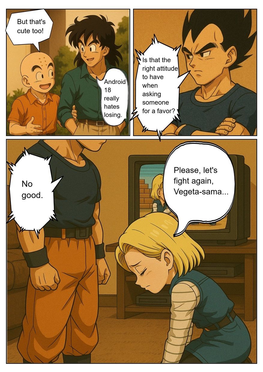 ［English］Android 18 is seduced by a Saiyan during a brief time alone with him while drinking. While Krillin is asleep， she continues to have sex with the Saiyan until morning... サンプル5ページ目