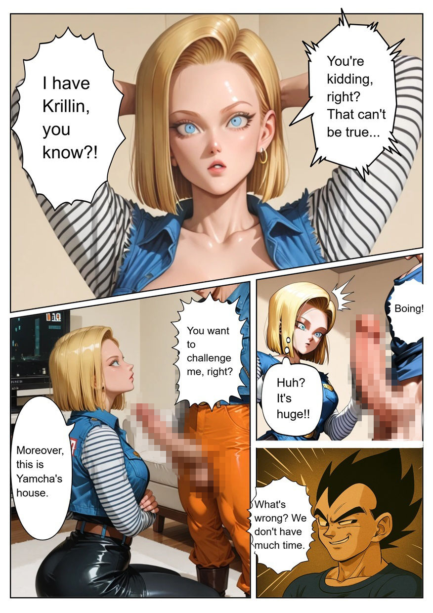 ［English］Android 18 is seduced by a Saiyan during a brief time alone with him while drinking. While Krillin is asleep， she continues to have sex with the Saiyan until morning... サンプル7ページ目