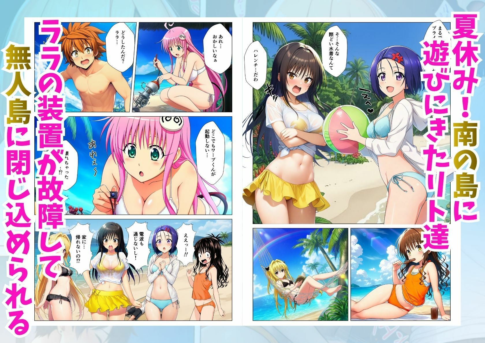 無人島でとらぶるハーレム！リトとヒロイン達のハレンチなサバイバル生活 サンプル1ページ目