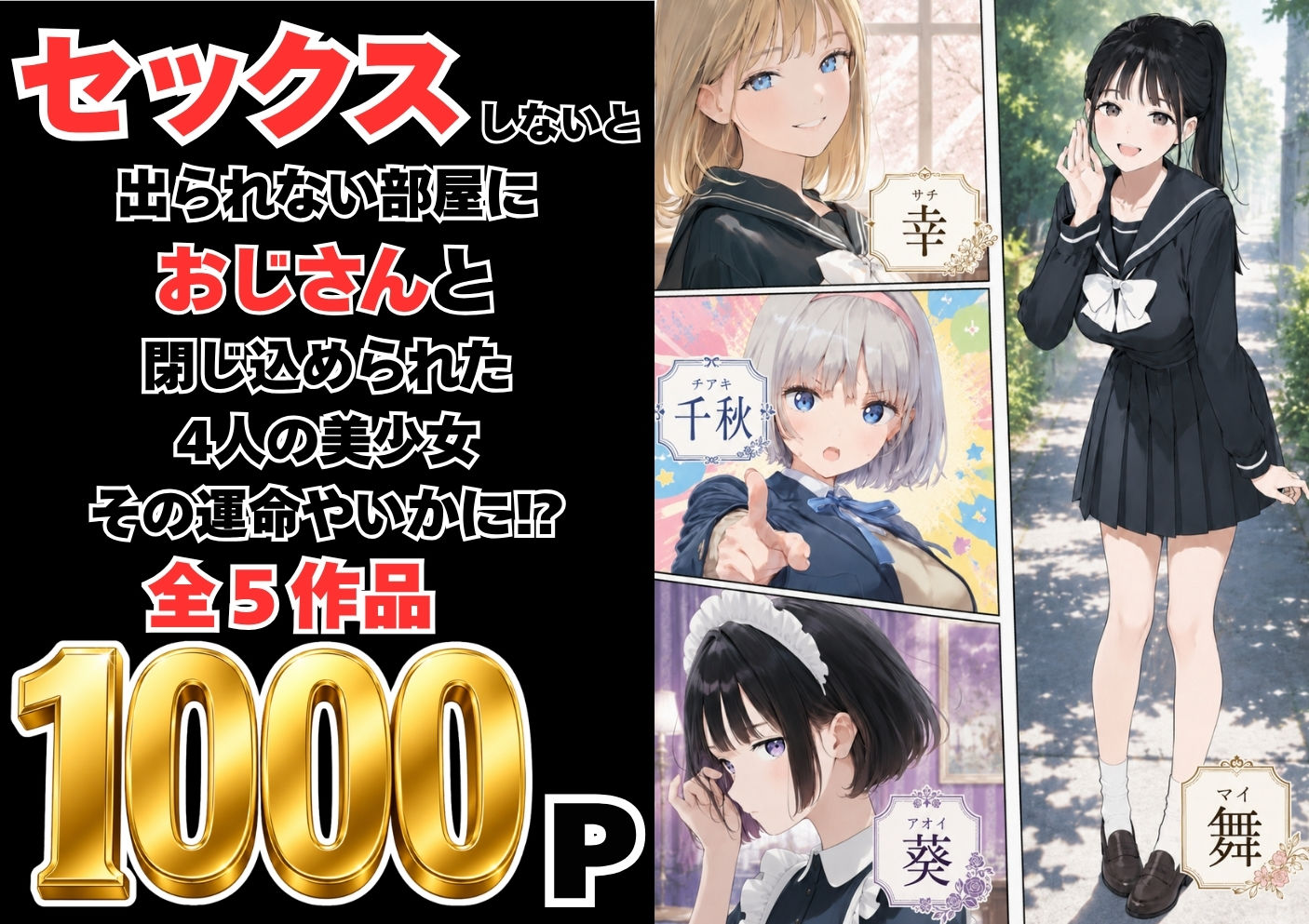 【総集編】おじさんとセックスしないと出られない部屋全5作品 サンプル1ページ目