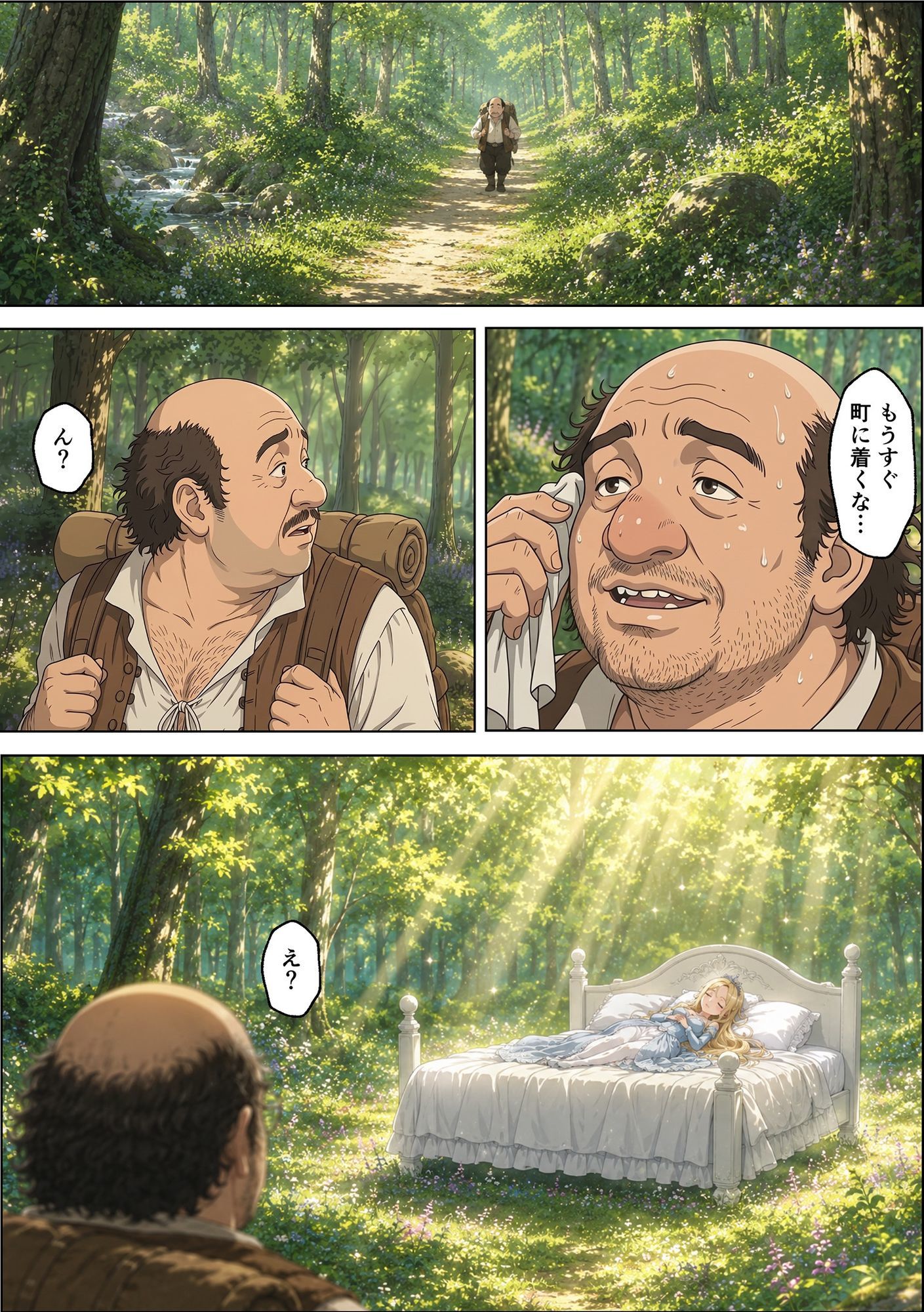魔女の呪いで眠ってしまったお姫さまにハゲデブおじさんが種付け中出し！ サンプル6ページ目