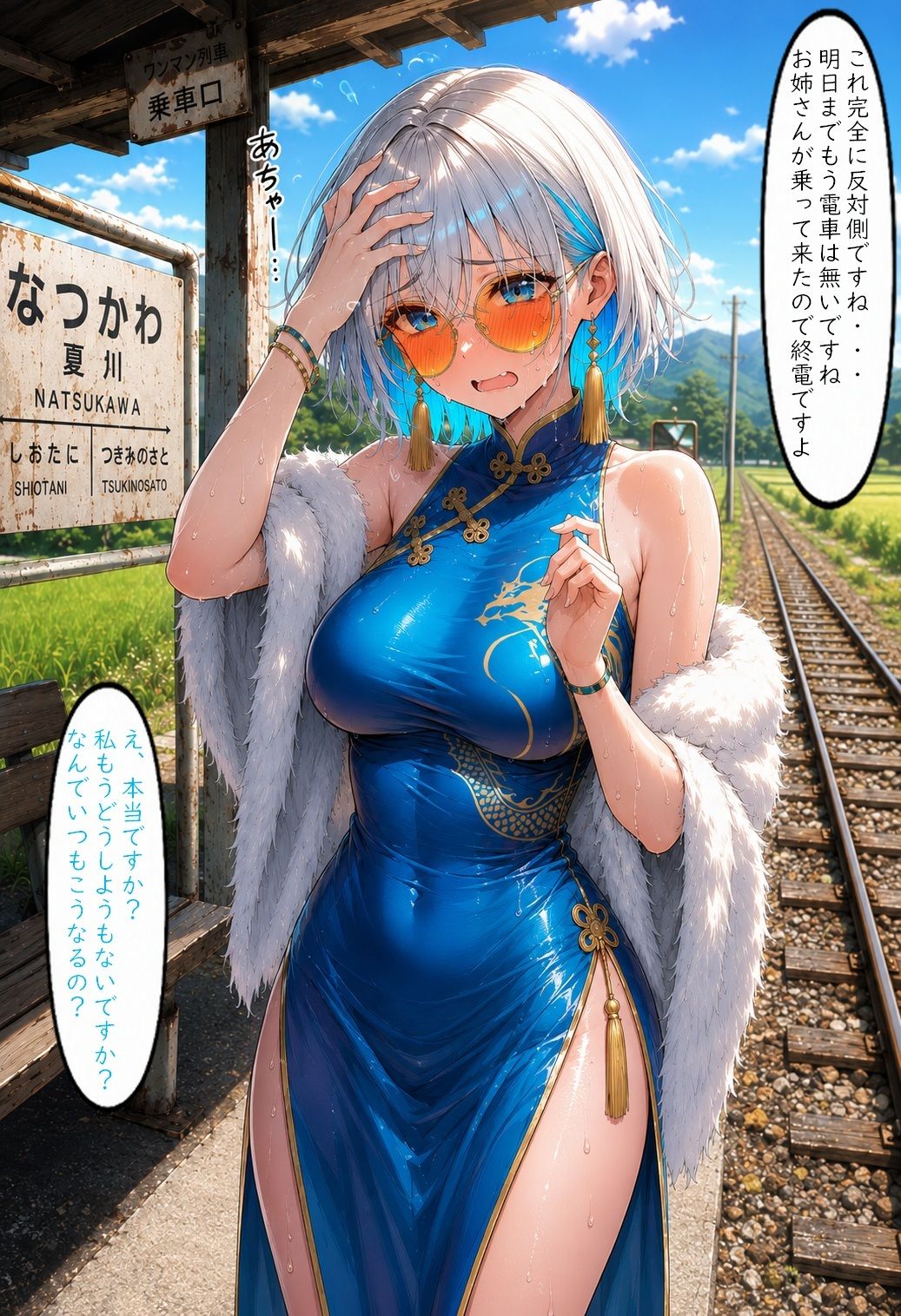 無人駅で困っていたお姉さんを助けた話し サンプル3ページ目