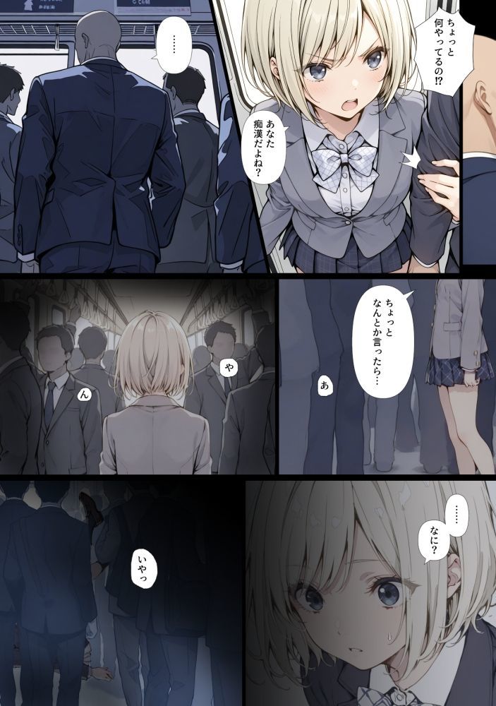 黒髪少女と金髪少女が電車で集団痴●に遭う漫画【ifストーリー】 サンプル2ページ目