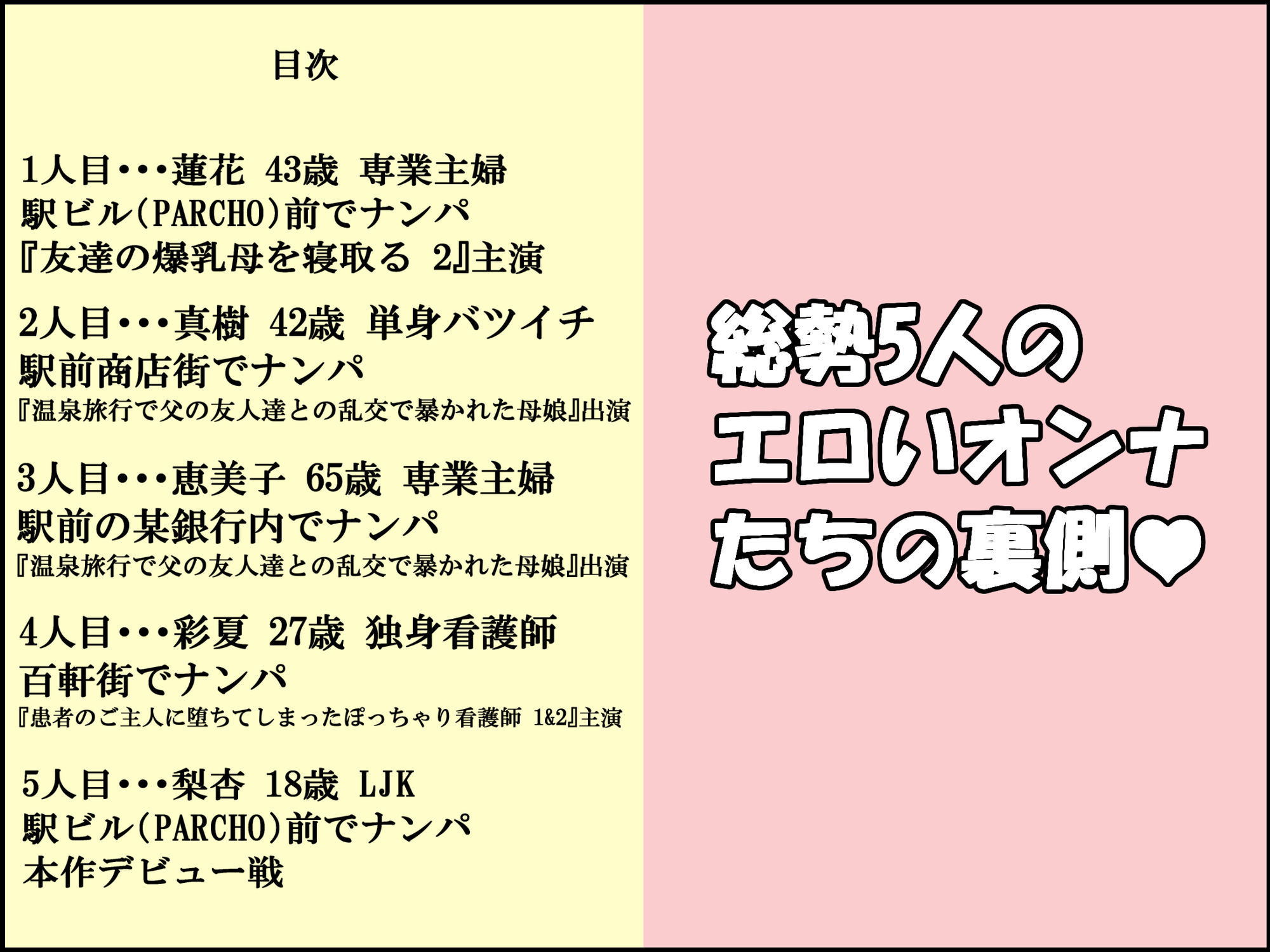 亀吉爺さんの直近ナンパ即ハメ報告〜既視感のある‘あのオンナたち’も！〜 サンプル1ページ目