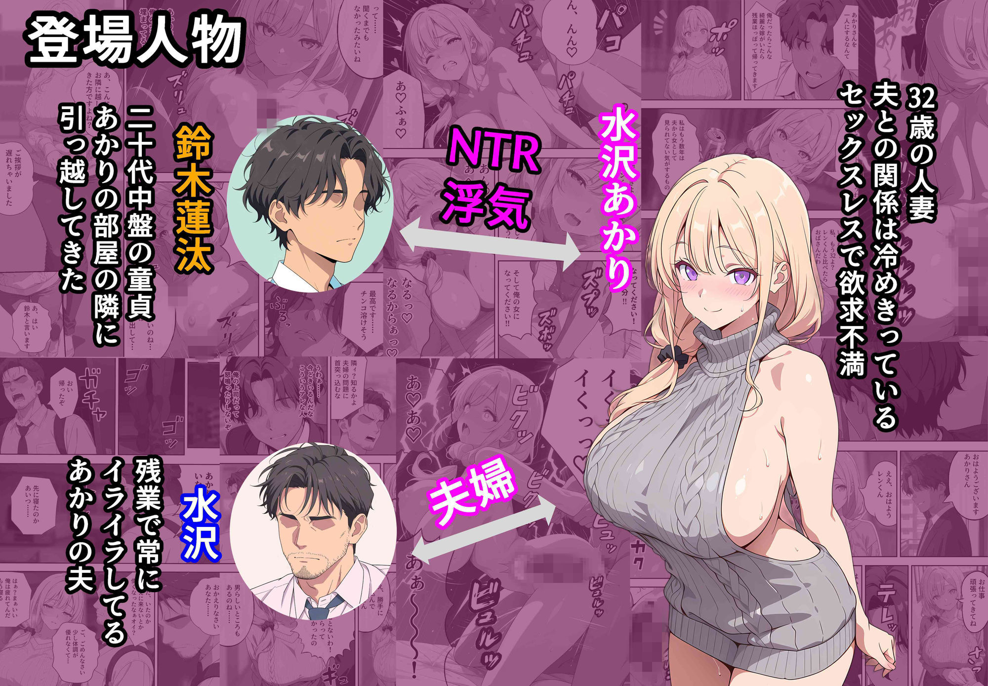 童貞だけど隣に住む人妻と浮気セックスしたら最高に気持ちいいから寝取ってやろうと決意する サンプル1ページ目