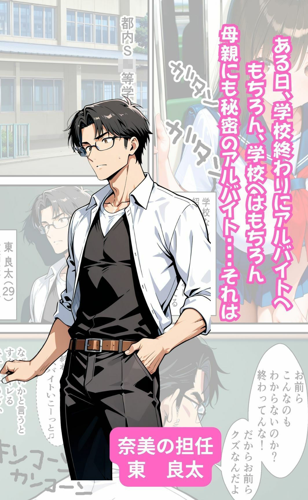 爆乳JKが風俗店でバイトしてたらキモ教師達に見つかり3P穴攻めセックスをした話 サンプル2ページ目