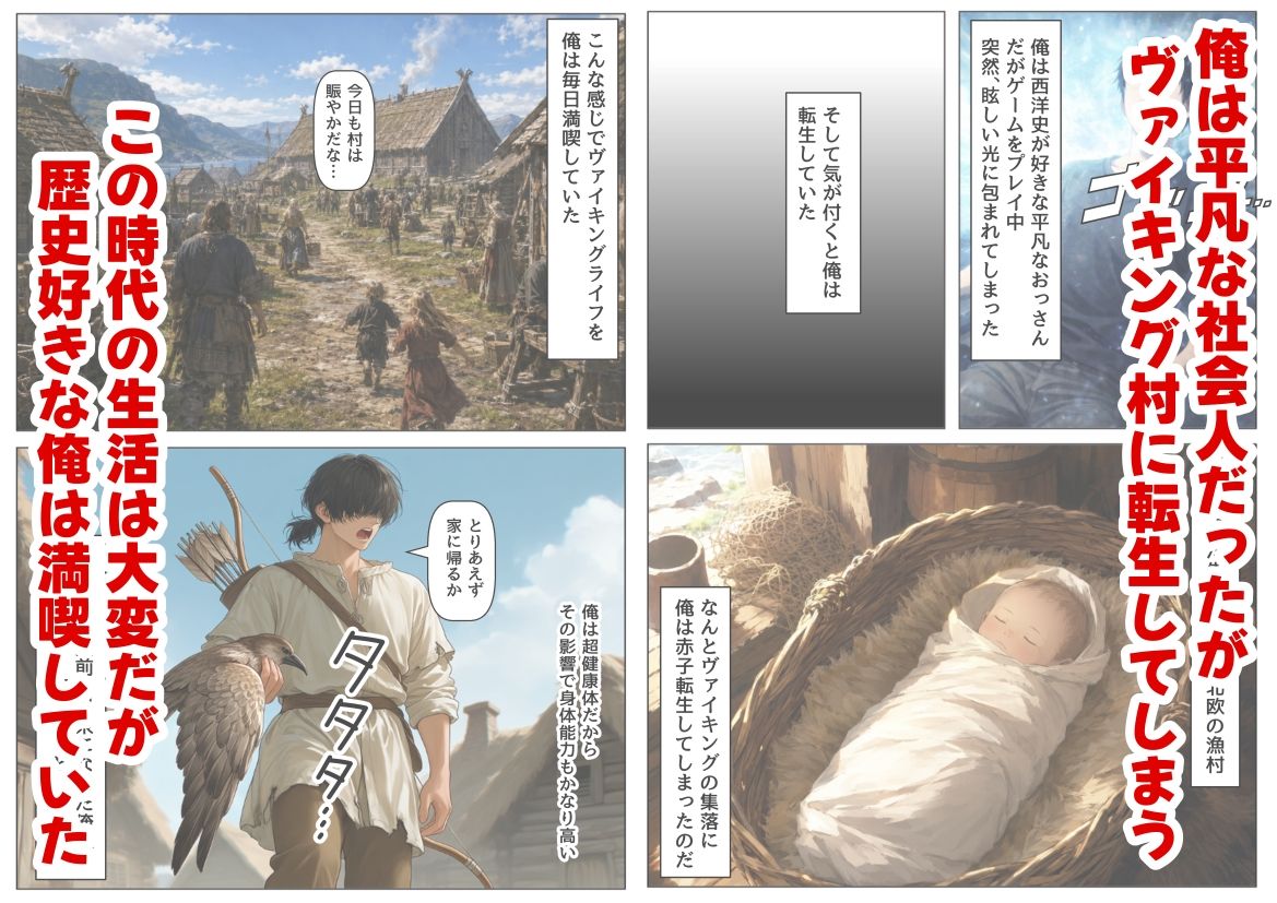 ヴァイキングに転生したら、エロすぎた話 サンプル1ページ目