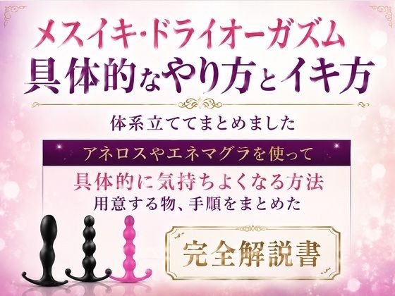メスイキ・ドライオーガズム 具体的なやり方とイキ方 体系立ててまとめました     アネロスやエネマグラを使って 具体的に気持ちよくなる方法 用意する物、手順をまとめた 完全解説書