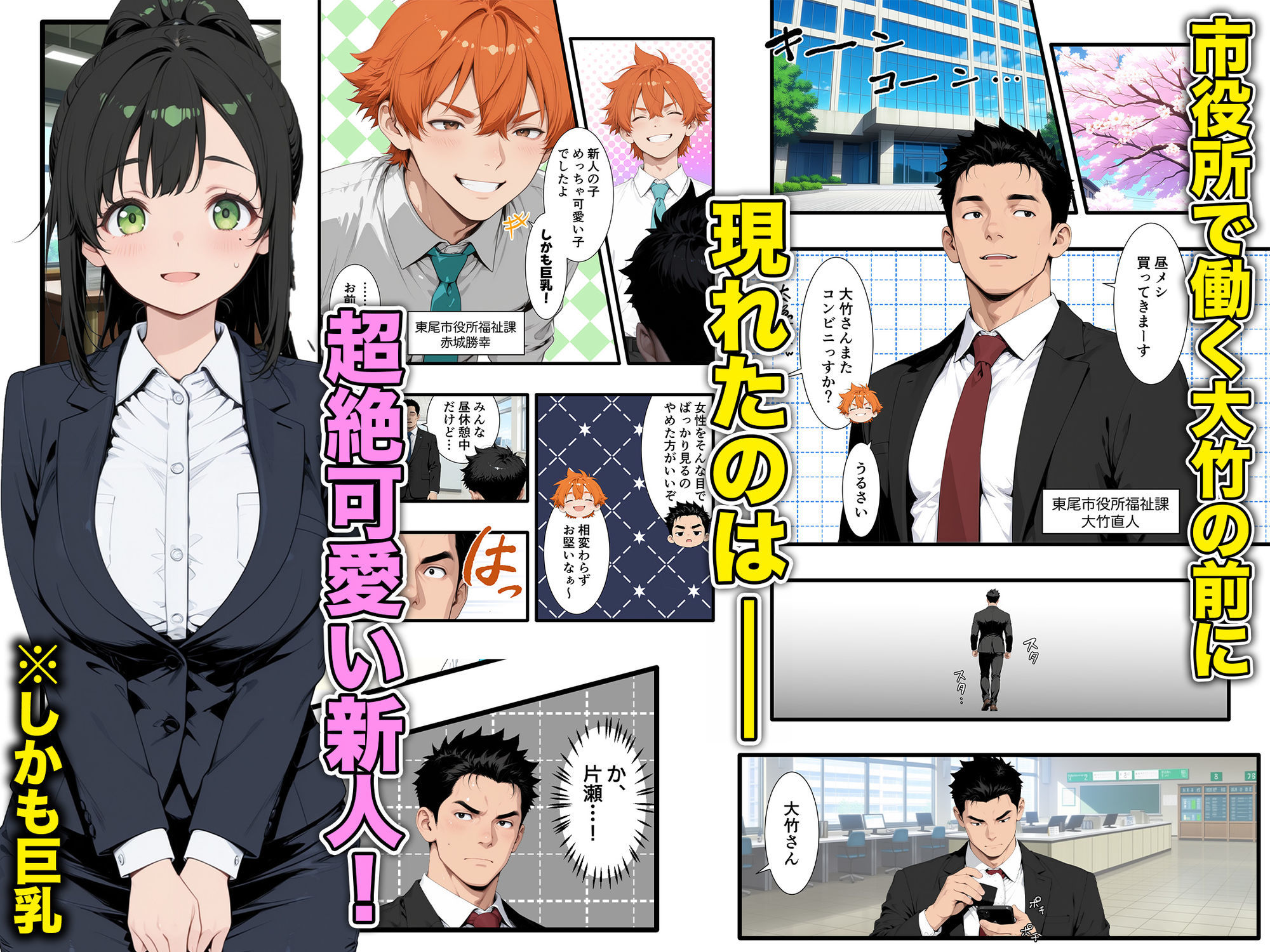 巨乳小悪魔新卒の誘惑に敗北してあまあま搾精されまくる話 サンプル2ページ目