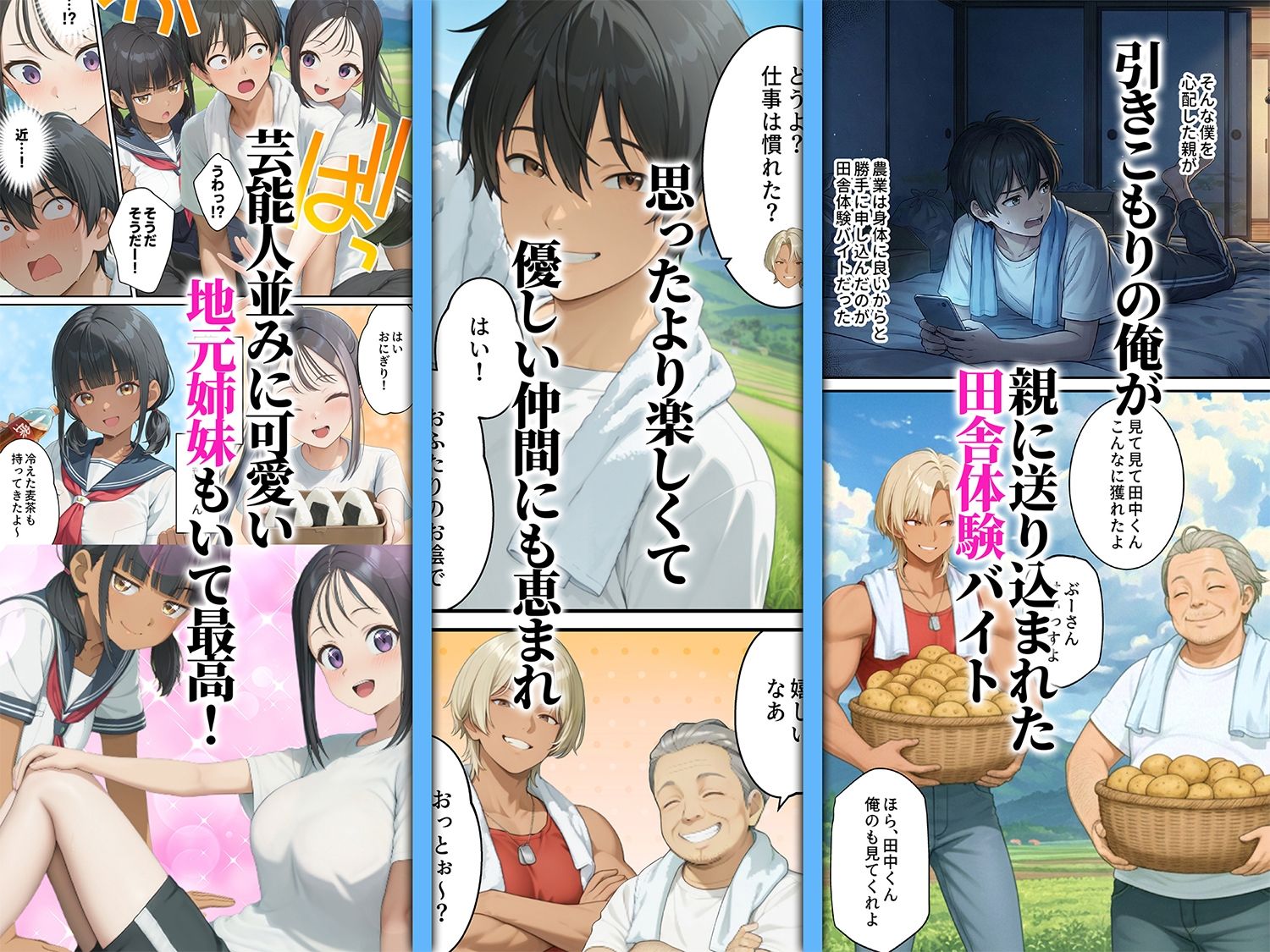 性に豊かな田舎体験はいかがですか？〜地元姉妹と5人でグループセックス〜 サンプル1ページ目