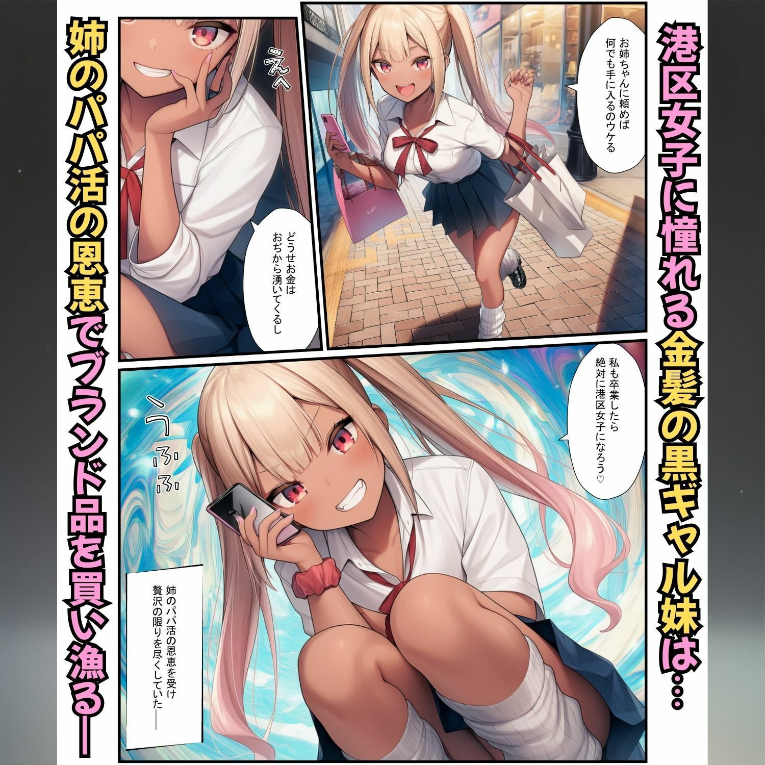 港区女子に濃厚種付け！白ギャル姉と黒ギャル妹がタワマンおぢに屈服してメス堕ち サンプル2ページ目