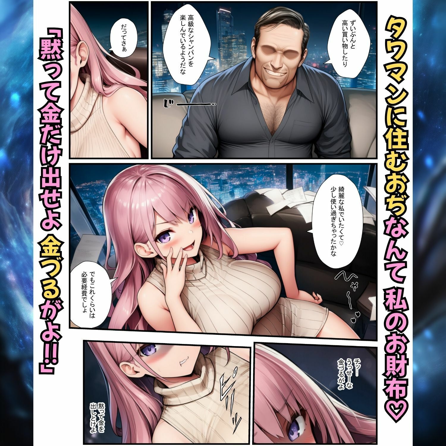 港区女子に濃厚種付け！白ギャル姉と黒ギャル妹がタワマンおぢに屈服してメス堕ち サンプル3ページ目