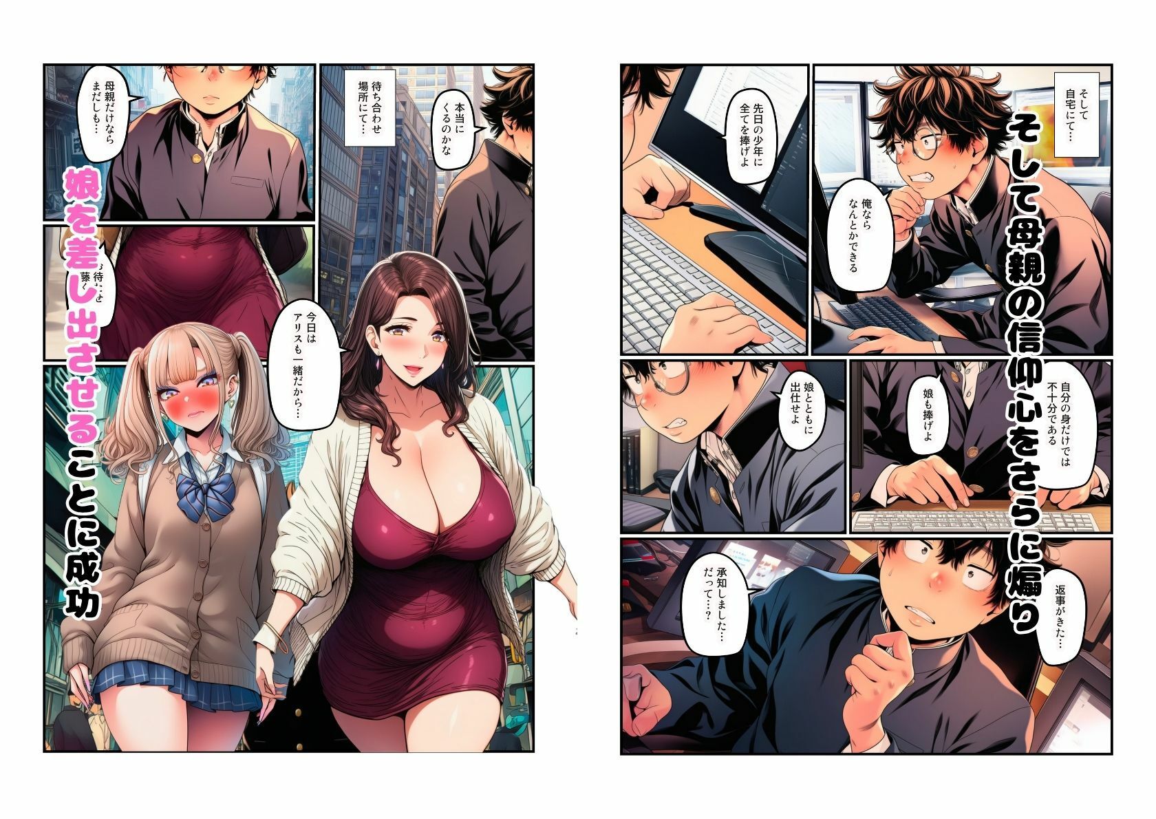 【熟女とJK  母娘丼】陰キャ男子から洗脳調教 サンプル7ページ目