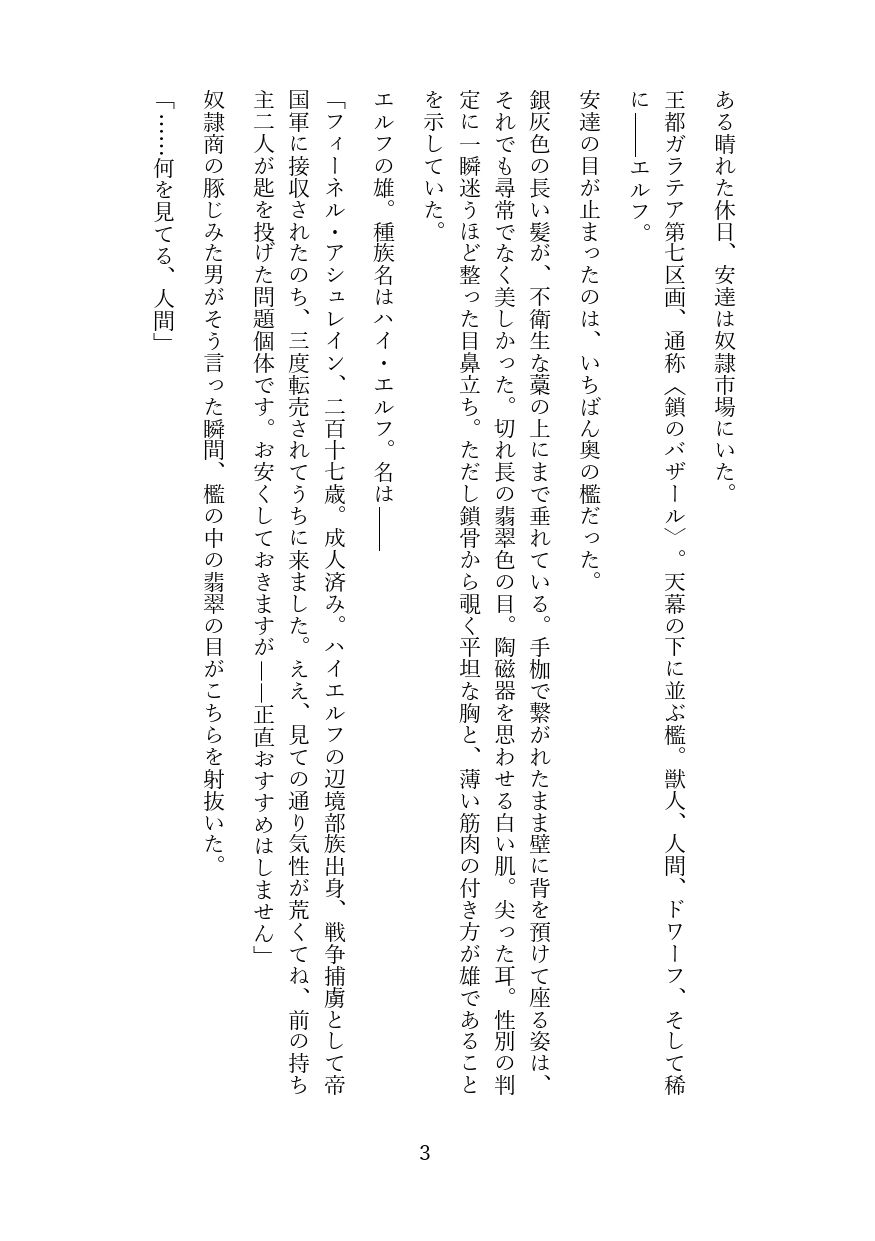 高慢なハイエルフを奴●調教してメス堕ちさせる話 サンプル2ページ目