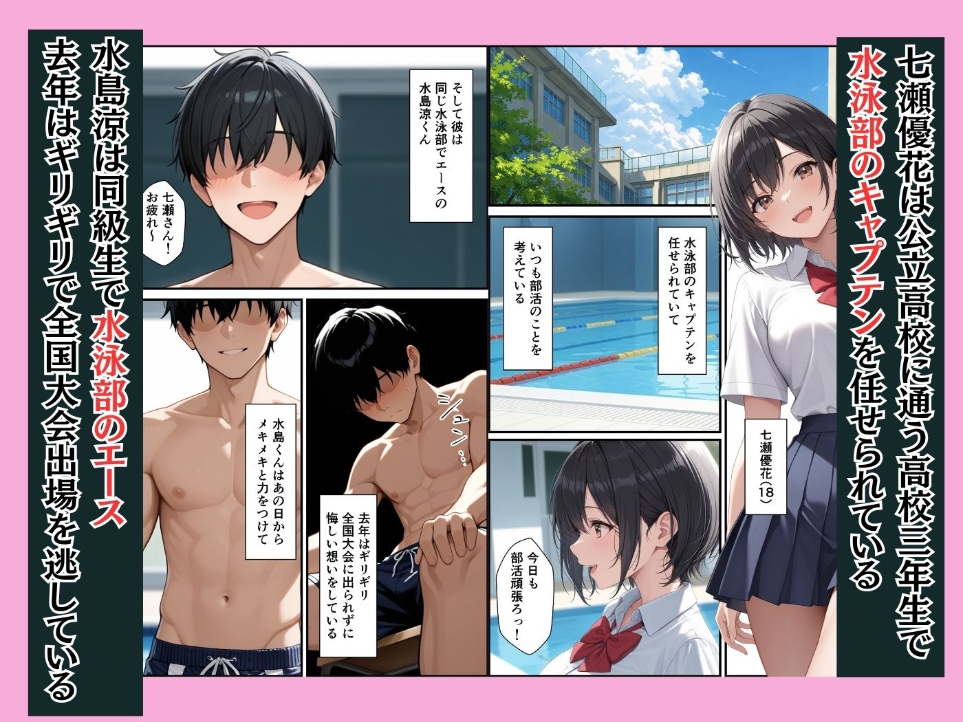 ケガをして落ち込む男子部員が水泳部キャプテンに慰めてもらったら中出しセックスに発展した話 サンプル1ページ目