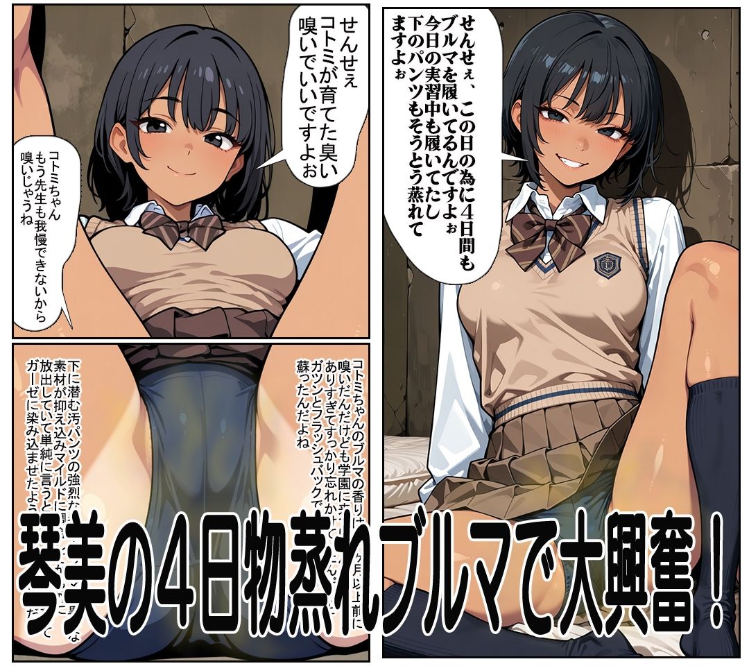 【汚パンツ女学園】第6話ボーイッシュ琴美ちゃんの4日物の蒸れ蒸れブルマの匂いに大興奮の大満足！ サンプル1ページ目