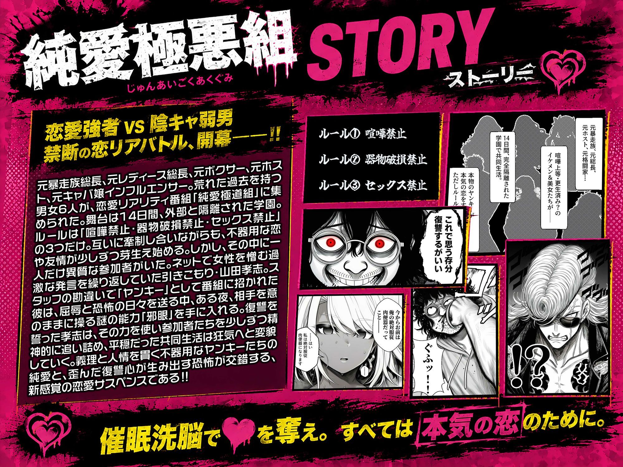 ヤンキー恋愛リアリティショー「純愛極悪組」〜陰キャ弱男が催●洗●で全部ぶっ壊す！！〜 サンプル1ページ目