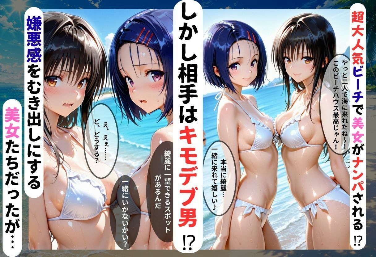 ビーチで2人組の美女をナンパし催●アプリでオナホ化した話 サンプル1ページ目