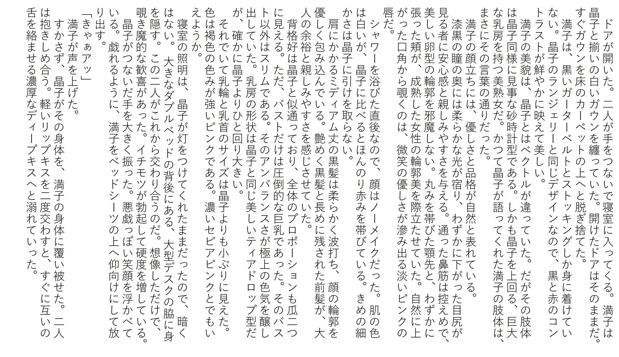 蜜愛液に濡れる四人の巨乳美女 二章 晶子と満子 サンプル5ページ目