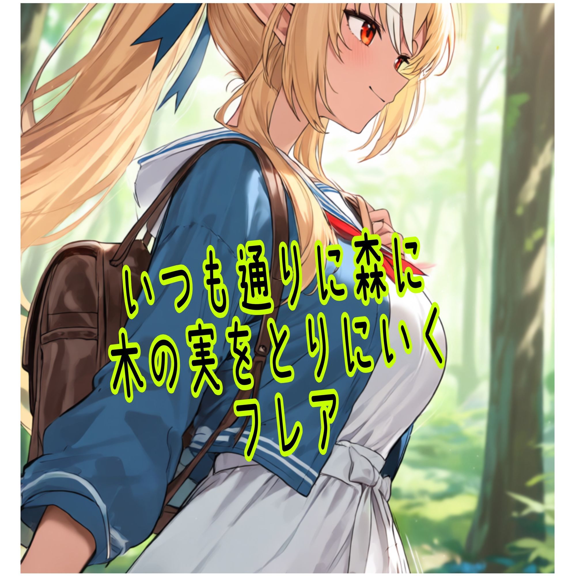 「ゴブリンの赤ちゃん妊娠したくない！！」ホロ大人気Vtuber不知火フレアがゴブリンに森で襲われ種付け＆出産するかわいそうな話 サンプル2ページ目