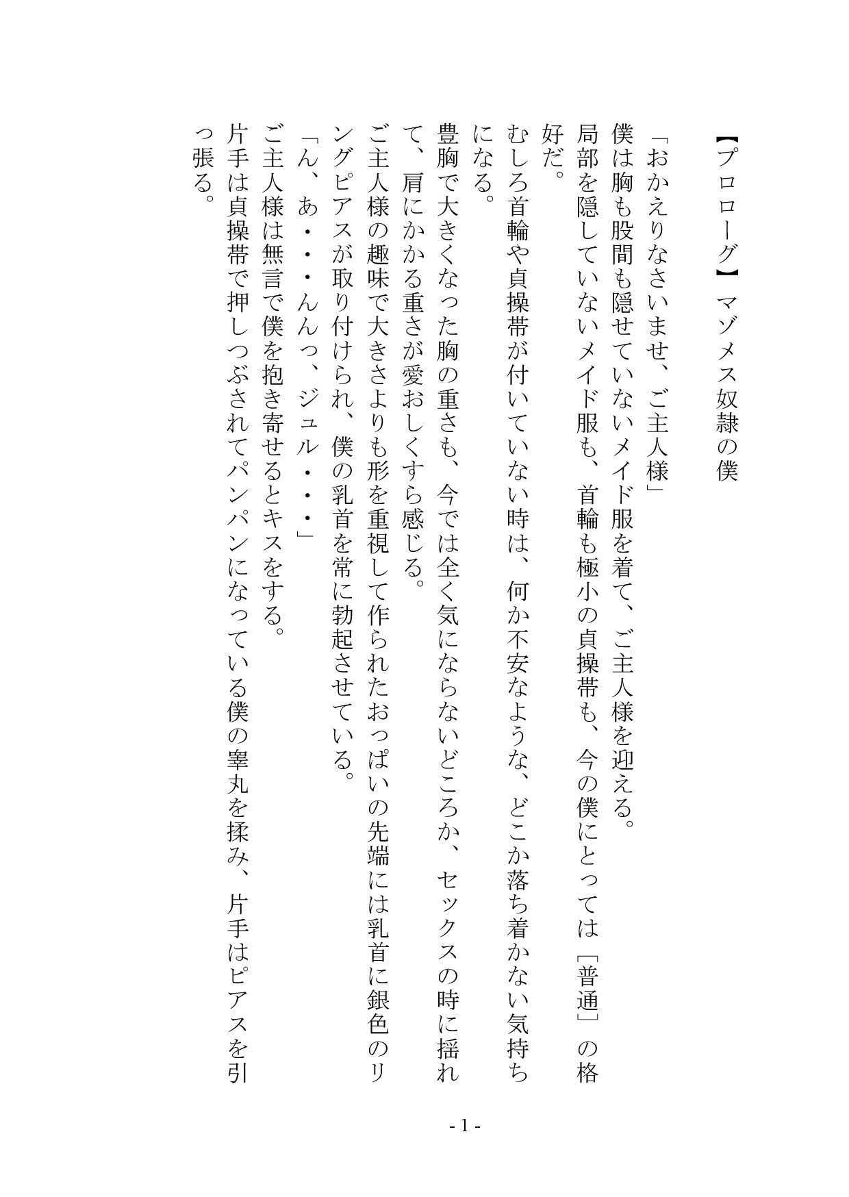 【小説＋おまけイラスト7枚】僕はマゾメス奴●I サンプル2ページ目