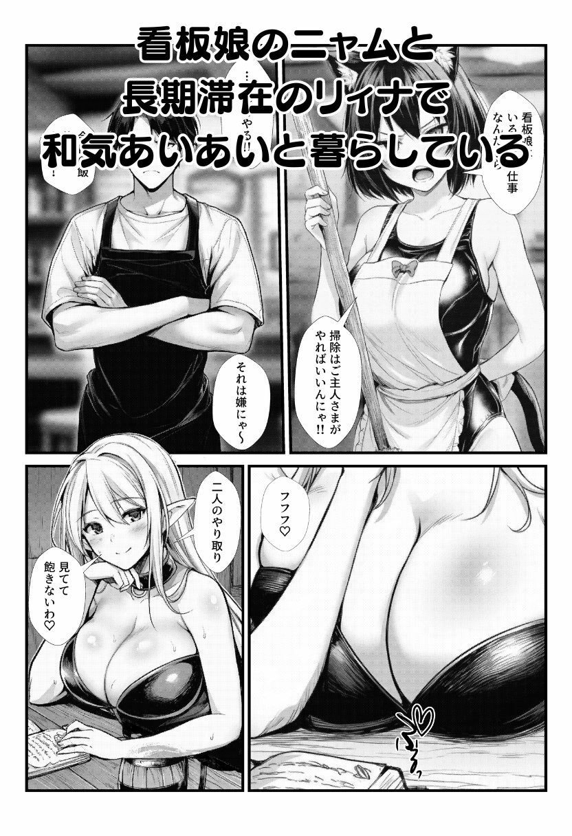 性なる宿屋へようこそ！主人のチンポが大暴走で獣人・エルフ・聖女が種族を越えてハーレムエッチ！ サンプル2ページ目