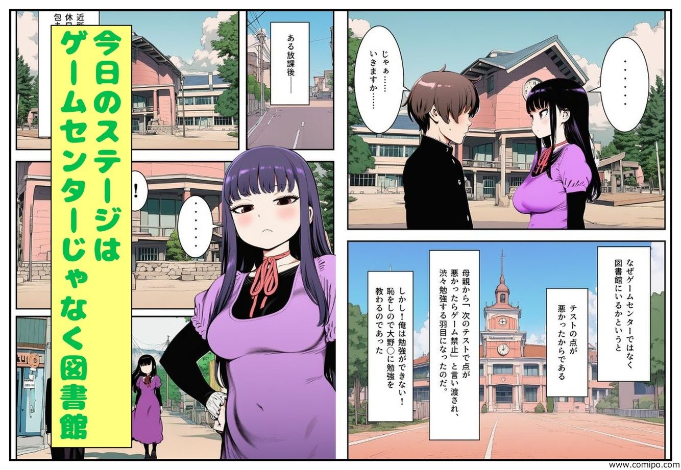 図書館で勉強？のあと大野さんを、家に招くことになった件 サンプル1ページ目