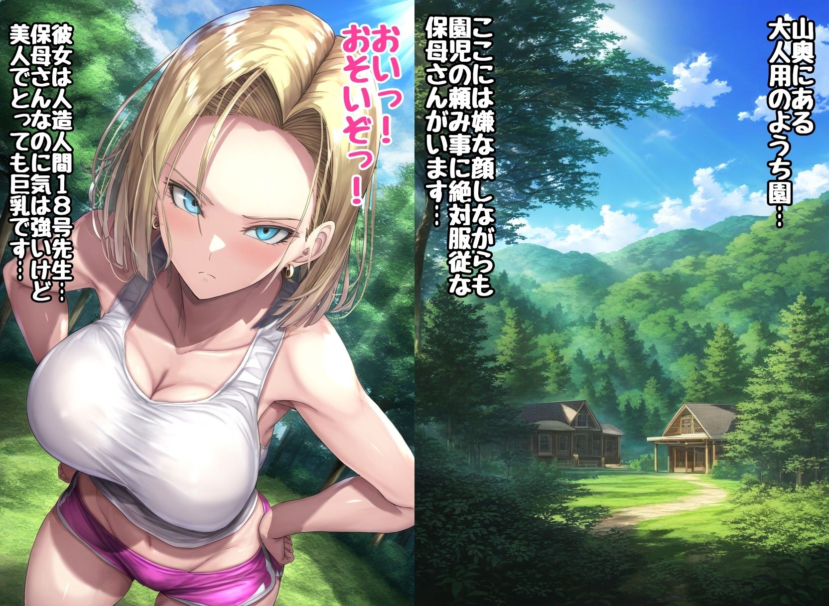 ツンデレ巨乳保母18号が快楽に負けるまで 〜前編〜 サンプル1ページ目