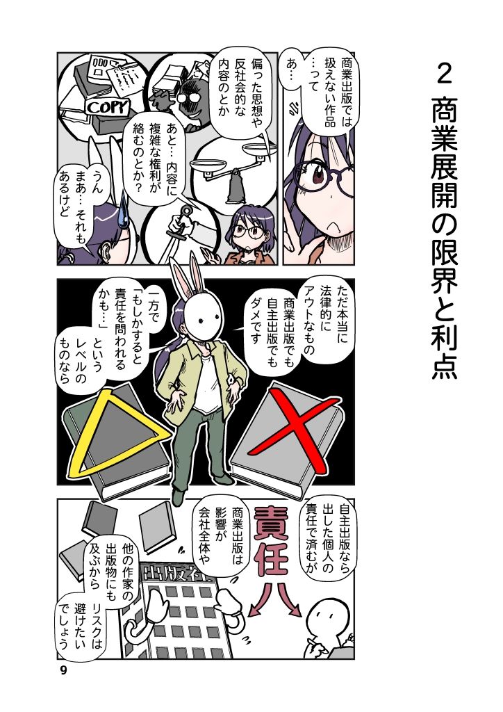 商業出版と自主出版を比較考察してみたら  創作同人電子書籍のススメ2026年 サンプル9ページ目