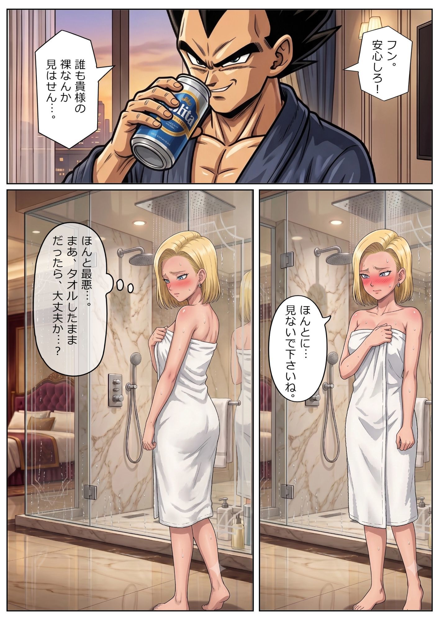52枚【18号 ×ベジータ】大嫌いな上司に シャワー中に犯●れ、立ちバック、 おっぱいワイパー、掃除フェラの無限ループ 1 サンプル10ページ目