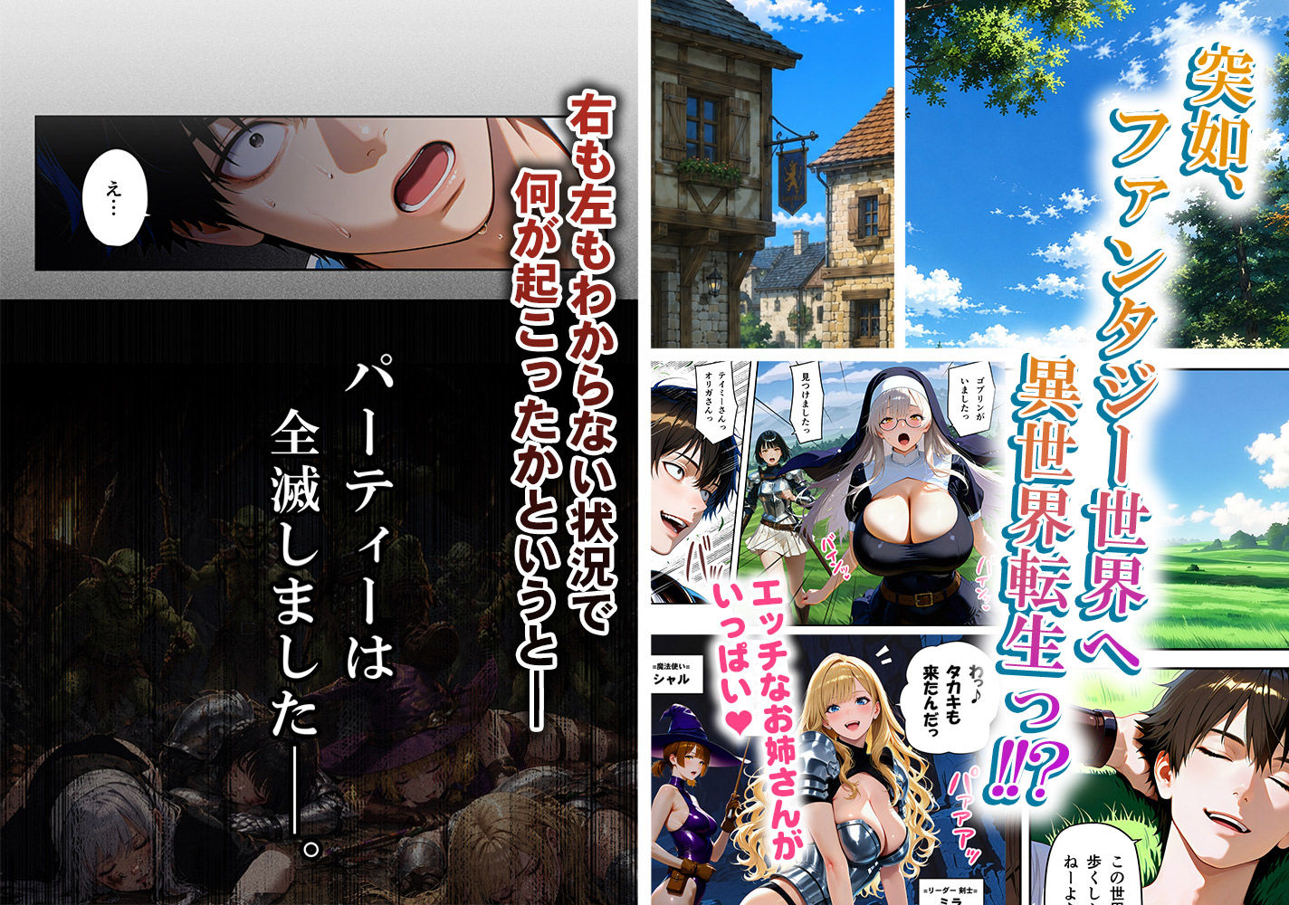 全滅転生 1=媚薬服用痴女戦士達は犯●れて前に進む= サンプル1ページ目