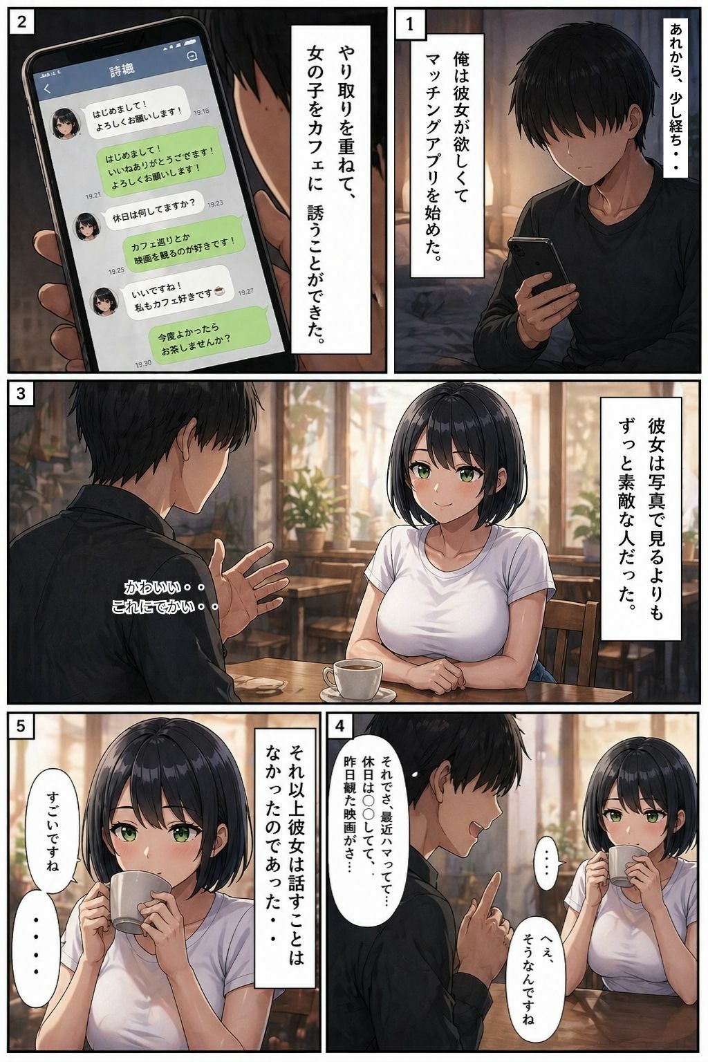 エ〇能力を解放したら最高の夢が見れた件 2（マッチングアプリの大人しめの黒髪ショートカット編） サンプル4ページ目