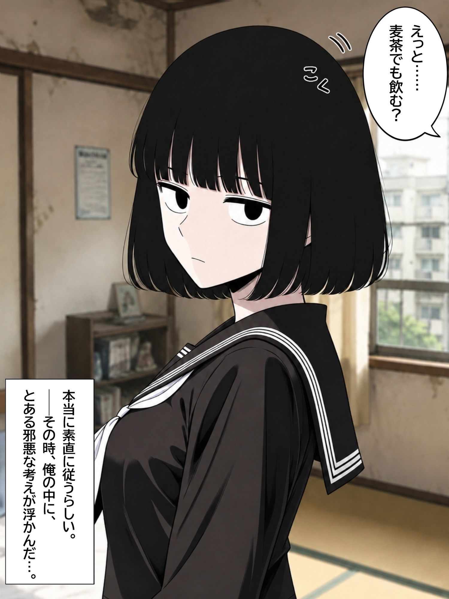 俺の家に宗教勧誘に来た同級生の無口な女子に無責任中出しして孕ませる。 サンプル4ページ目