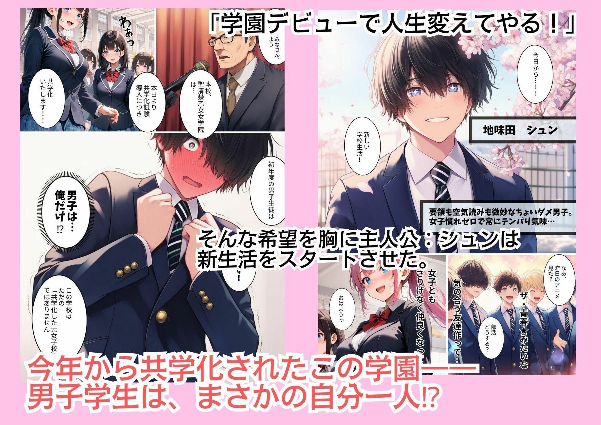 俺だけ男子の種付け共学デビュー！〜ギャルとお嬢様は処女のくせにめちゃくちゃエロかった〜 サンプル2ページ目