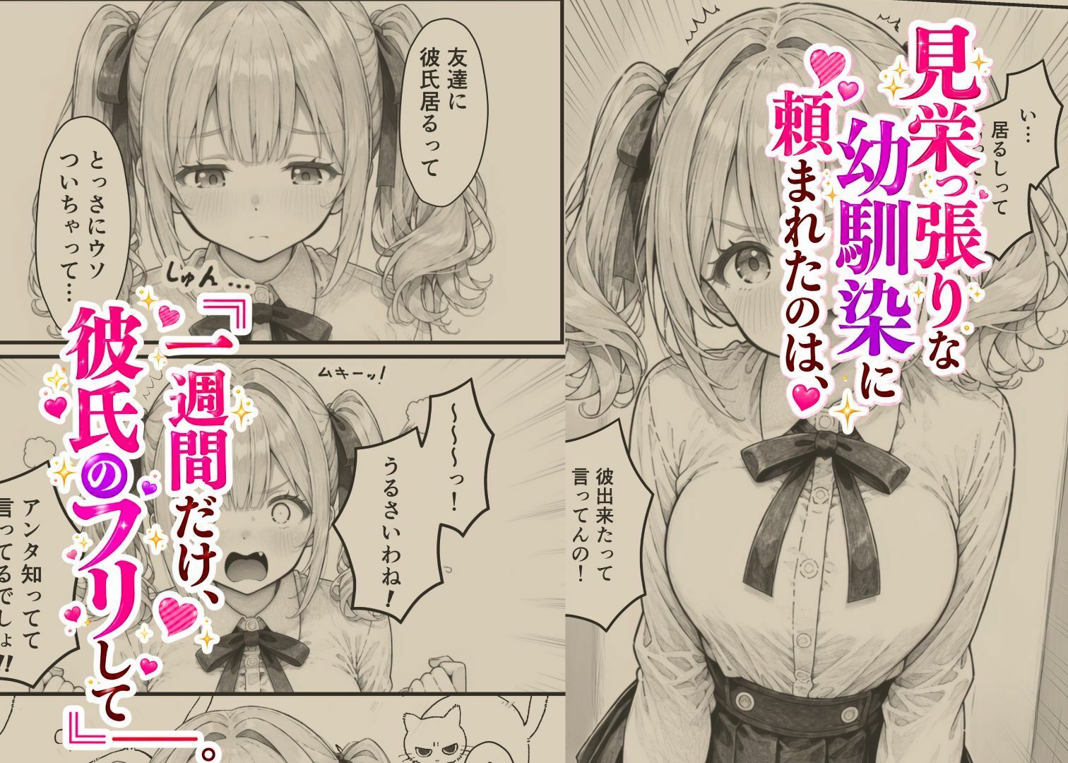 恋人ごっこ 〜強気な幼馴染に「一週間だけ彼氏のフリして」と頼まれたら〜 サンプル1ページ目