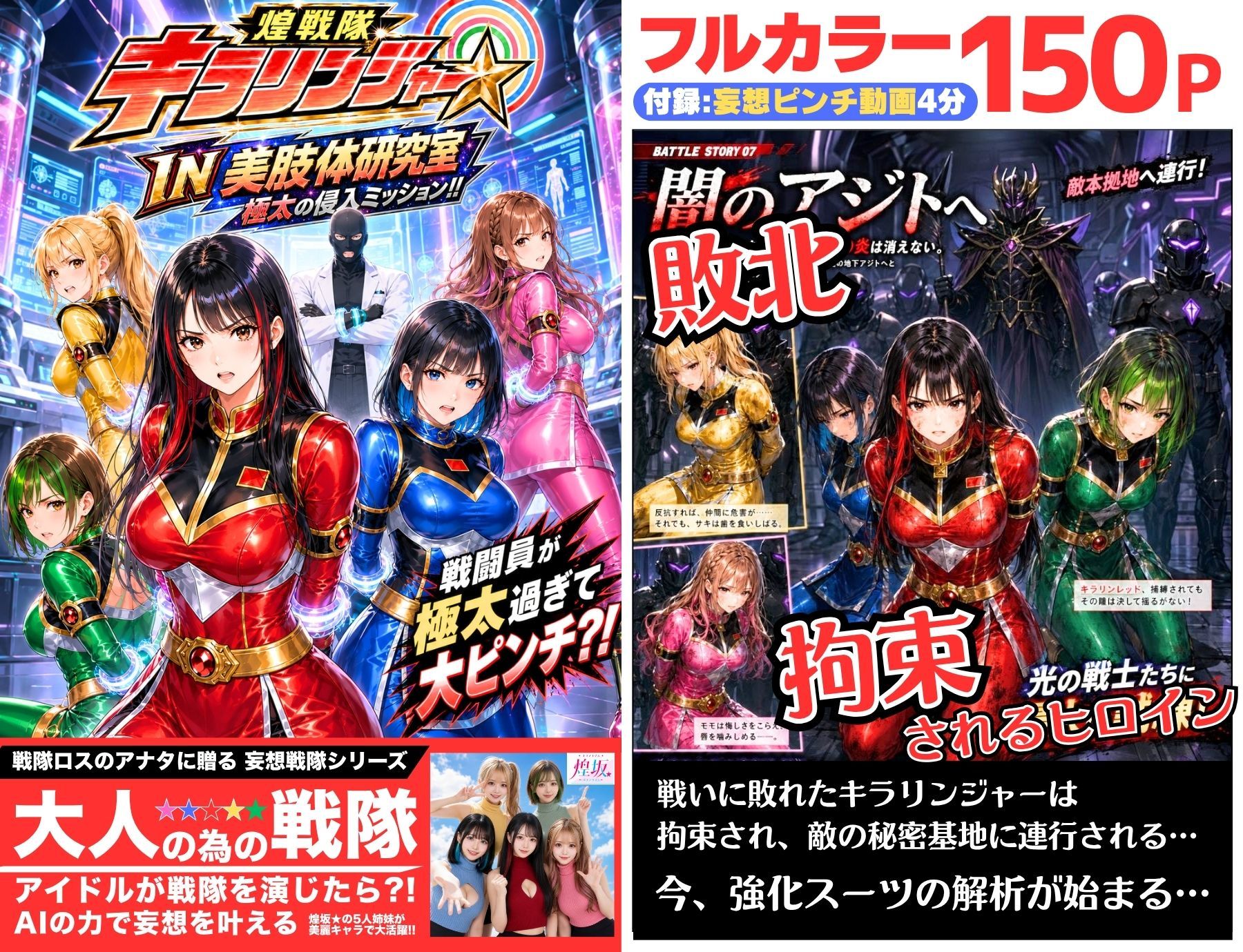 煌戦隊キラリンジャーIN美肢体研究室・極太の侵入ミッション〜敵アジトで拘束された戦隊ヒロインは戦闘員が極太過ぎて大ピンチ？/戦隊ロスのアナタに贈る『大人の為の戦隊』シリーズ〜 サンプル1ページ目