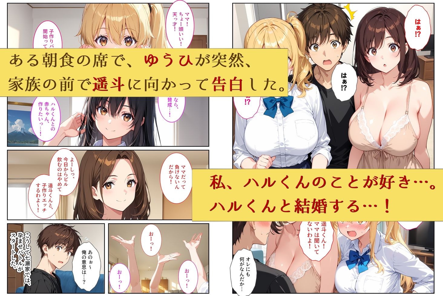 養子になったら爆乳義母と双子義妹に誘惑されて中出しセックスしています！〜孕ませバトル編〜 サンプル4ページ目