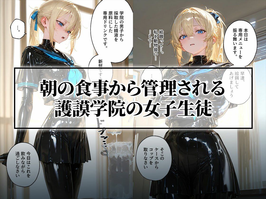 【わからせ週間4】精液給餌＆嘔吐奉仕編｜護謨学院 サンプル1ページ目