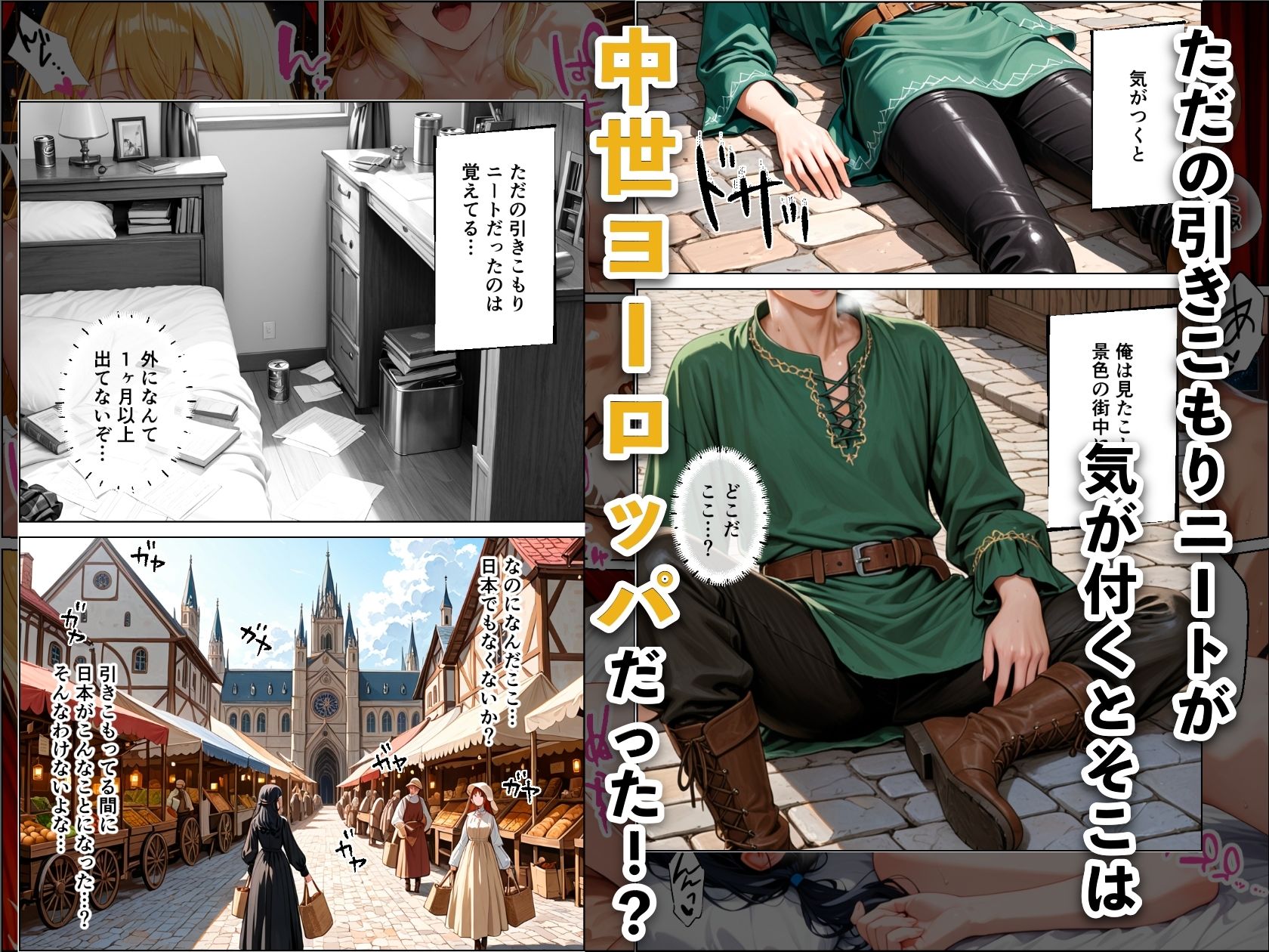 ニートが中世ヨーロッパに転生したらハーレムになった話 サンプル1ページ目