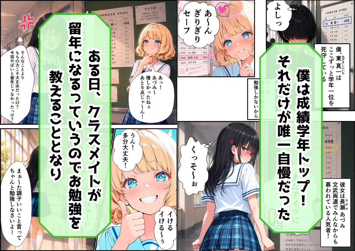 成績トップの陰キャオタクが勝ち気な美人ライバルとあざとビッチに迫られてハーレム展開した話 サンプル1ページ目