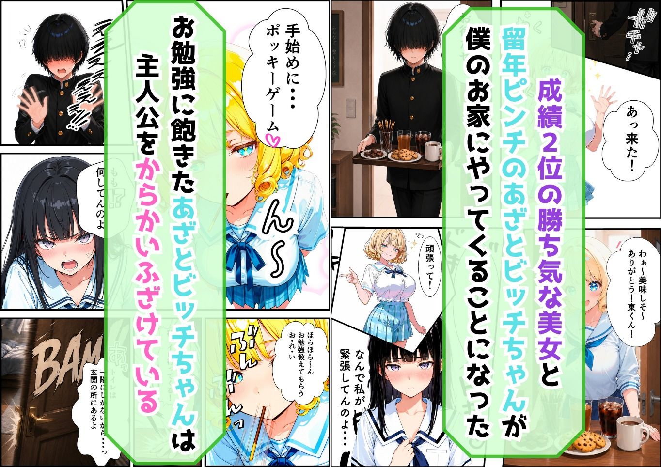 成績トップの陰キャオタクが勝ち気な美人ライバルとあざとビッチに迫られてハーレム展開した話 サンプル2ページ目