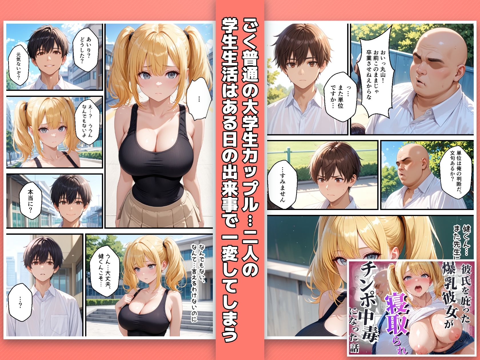 彼氏を庇った爆乳彼女が寝取られチンポ中毒になった話 サンプル1ページ目