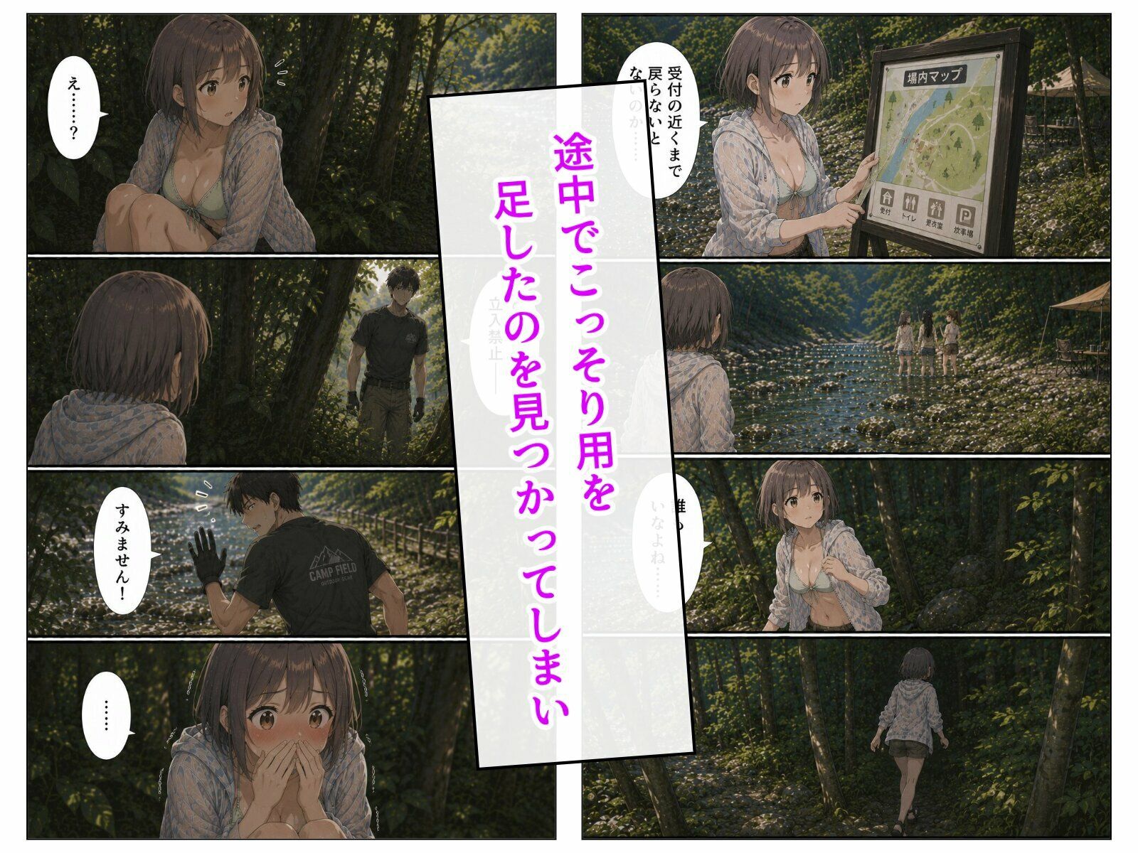 川遊びのあと、管理人さんと。 サンプル4ページ目