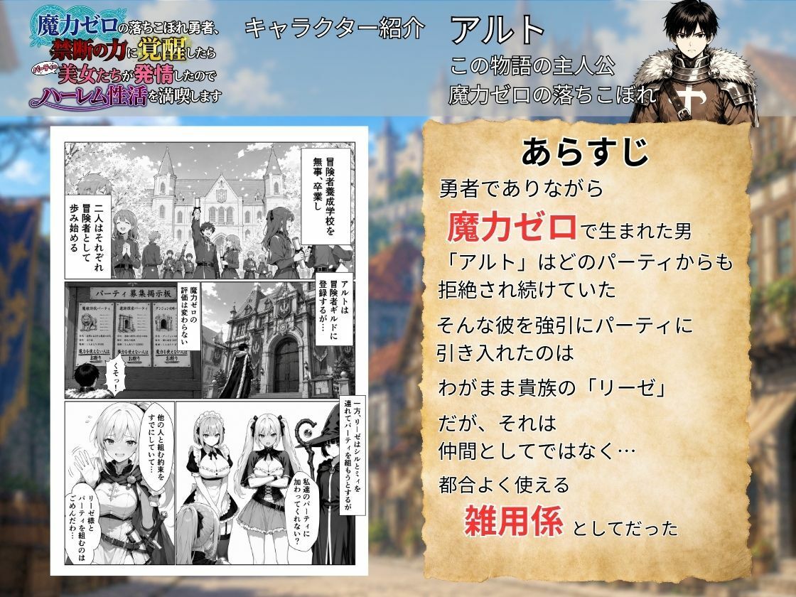 魔力ゼロの落ちこぼれ勇者、禁断の力に覚醒したらパーティの美女たちが発情したのでハーレム性活を満喫します サンプル1ページ目
