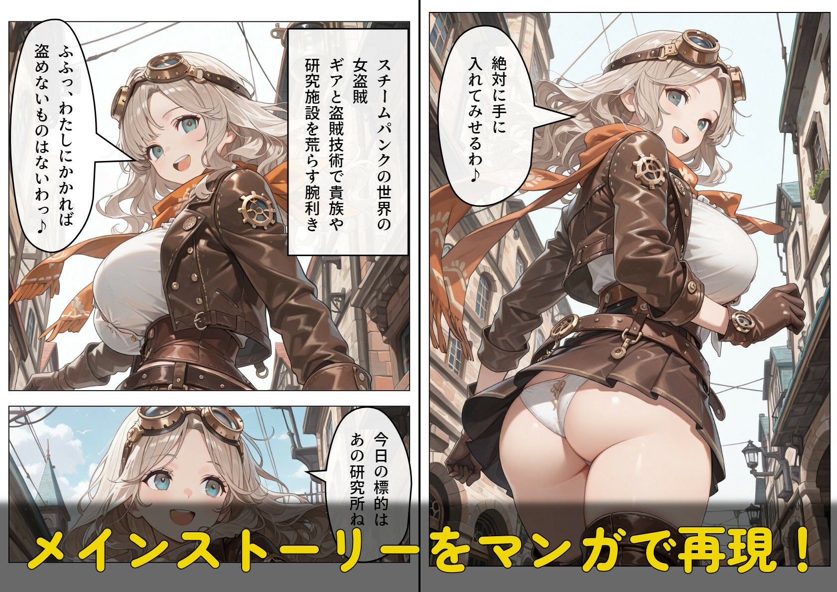 巨乳女盗賊はあの実験の快楽を忘れられない〜秘密のラボで芽生える恋〜 サンプル1ページ目